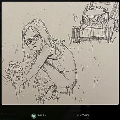 Uma internauta desenhou a cena.