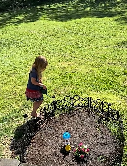 Ember ganhou seu próprio jardim. 