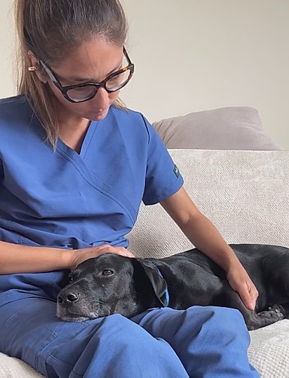 O cão passava boa parte do tempo procurando contato físico.