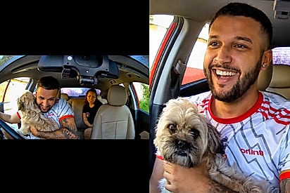 Motorista de app achava que seria só mais uma corrida, até encontrar o cachorro desaparecido da tia.