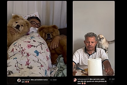 Internautas compartilharam imagens de seus pais com os pets que eles não queriam.