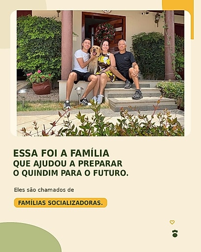 Quindim com a família que o socializou.