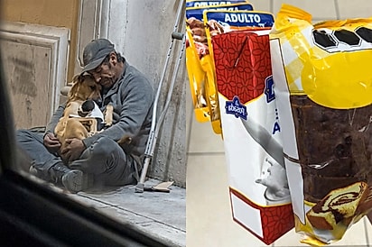 Homem vê desconhecido abraçado com cachorro na calçada, entra em mercearia e decide fazer o bem.