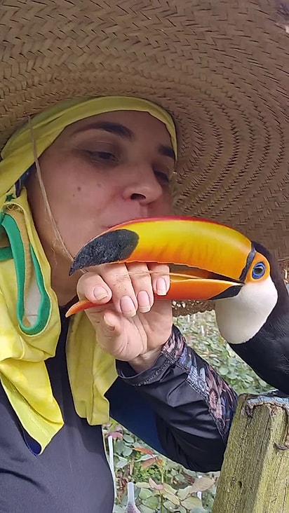 Letícia está sempre cuidando da ave.